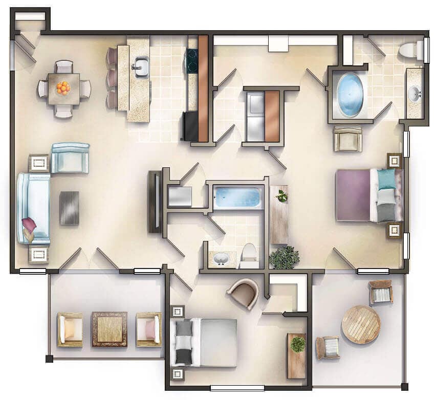The River Birch with Double Patio 2Bed 2Bath - River Birch w/ Double Bal