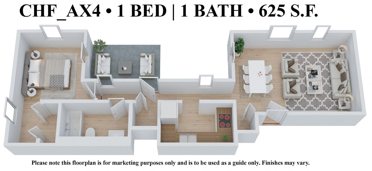 Floor Plan - One Bedroom One Bath - CHF625