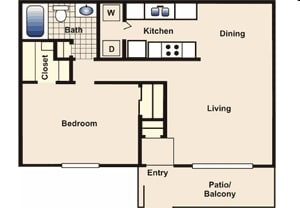 1BR/1BA - 1B