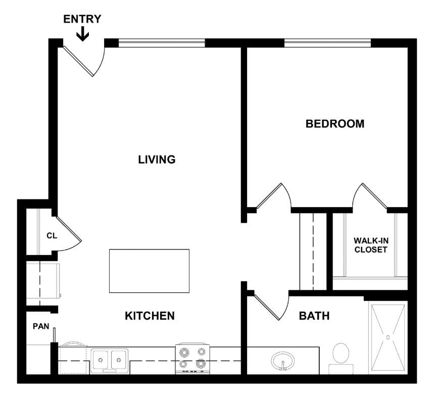 Floor Plan - 1 Bedroom