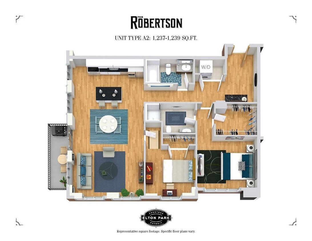 Floor Plan - The Robertson - 2 Bed 2 Bath