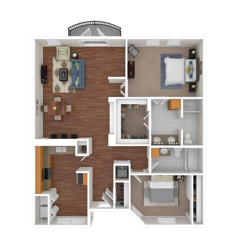Floor Plan - 2 Bed x2 Bath 1284 SF