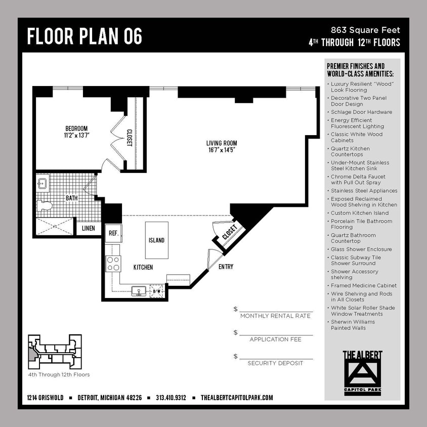 Floor Plan - 1 Bedroom Unit - A6