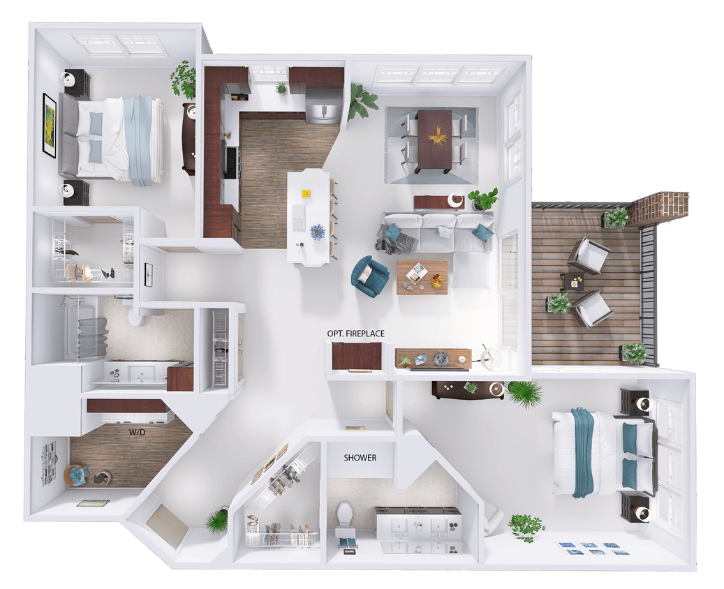 Floor Plan - CrossTown - F4 - 2 Bed - 2 Bath