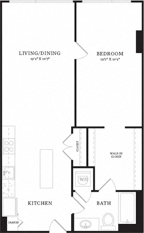 Floor Plan - 1 Bed/1 Bath-B5A.1