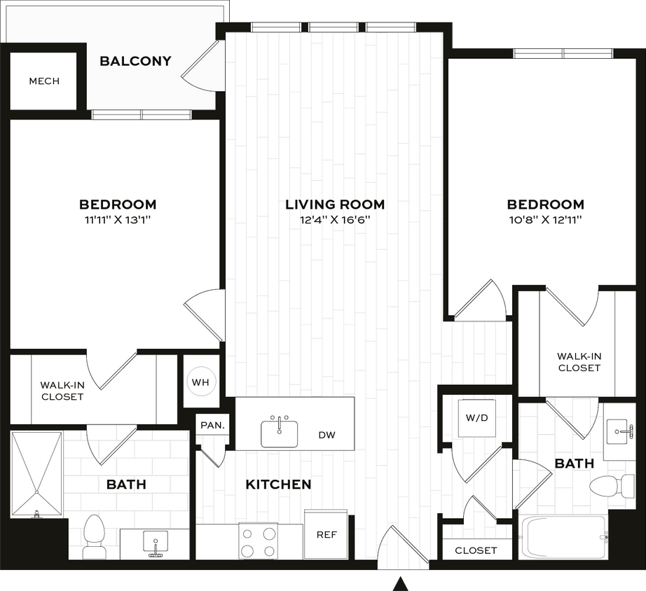 Floor Plan - 2 Bed/2 Bath-E1