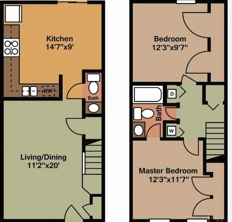 Floor Plan - 2 Bedroom 1.5 Bath