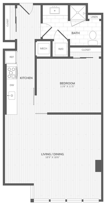 Floor Plan - 1 Bed/1 Bath ADA East
