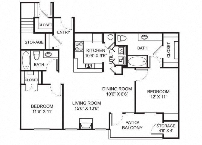 Floor Plan - 2 Bed 2 Bath