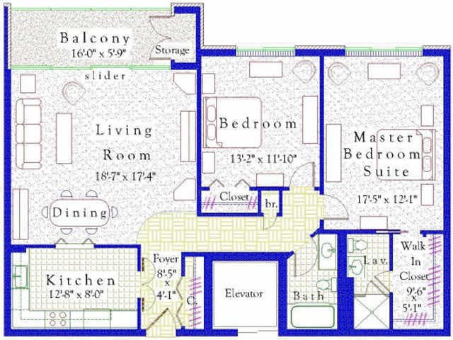 2BR/2BA - Two Bedroom