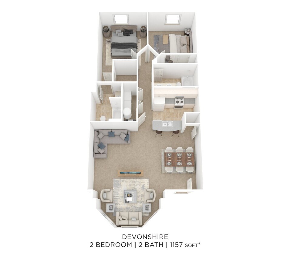 Floor Plan - Two Bedroom 2 Bath-Devonshire