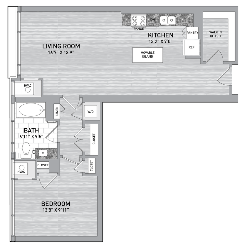 Floor Plan - 32 stack - 1 Bed 1 Bath-A20