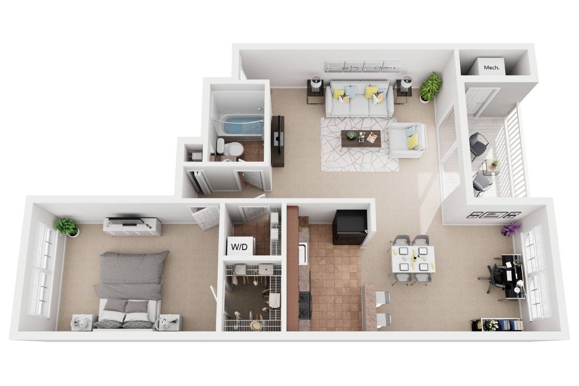 Floor Plan - One Bedroom One Bath
