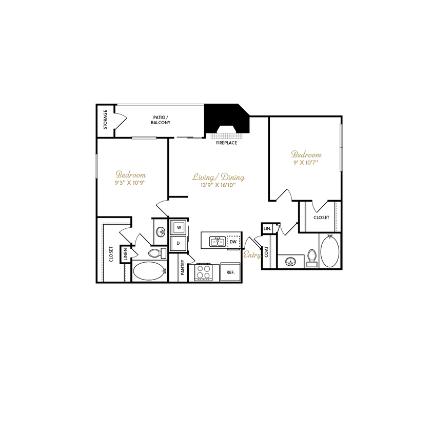 Durham-FloorplansB2-965SF.png - 2 Bed 2 Bth R