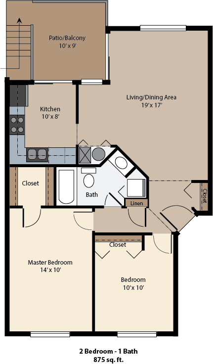 Floor Plan - 2 Bedroom 1 Bath
