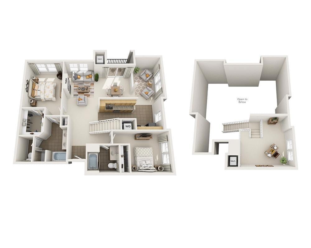 Floor Plan - Two Bedroom with Loft B2NL
