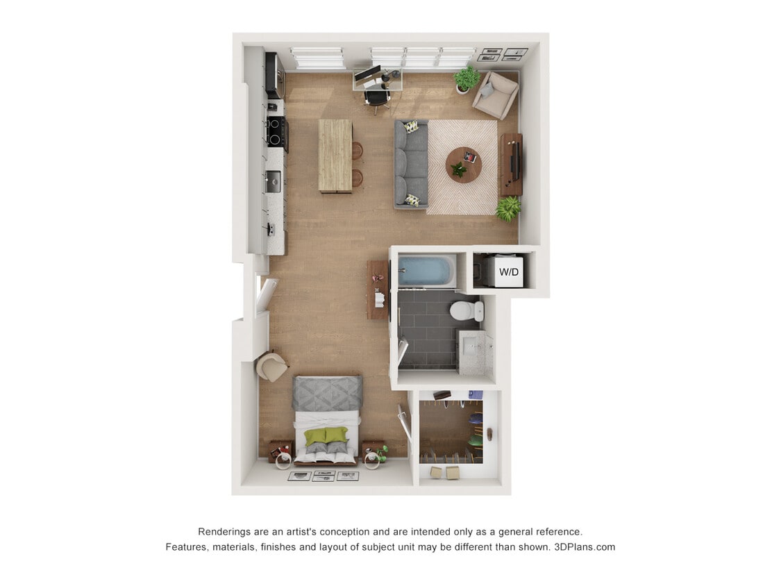Floor Plan - 1 Bed 1 Bath - 726 sqft