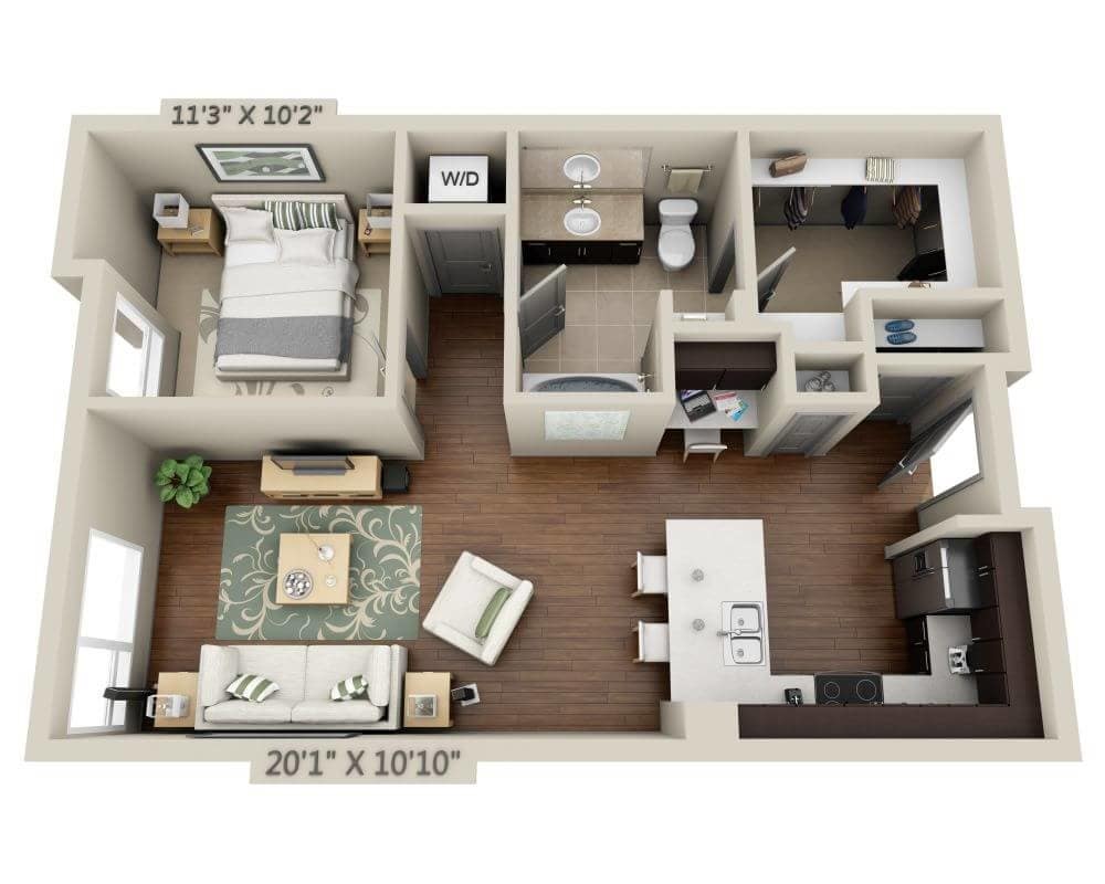 Floor Plan - One Bedroom A1F