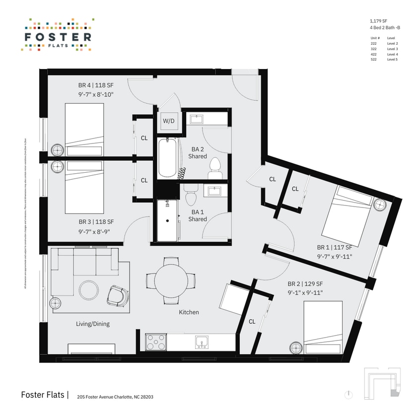 4 BED 2 BATH - B | 1,179 SF - 4 Bed 2 Bath - B