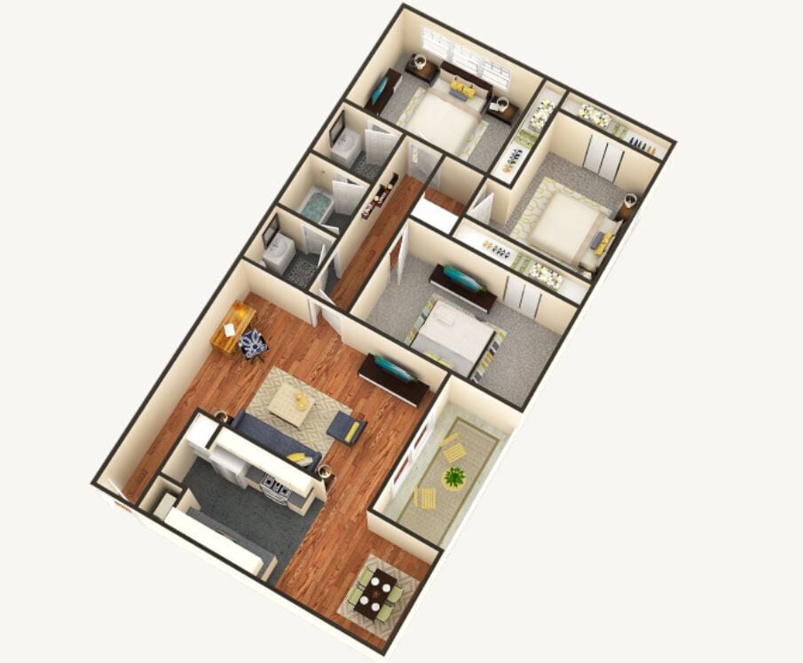 Floor Plan - 3 Bed, 1.5 Bath