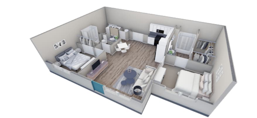 Floor Plan - 2-2 BR Retreat Courtyard
