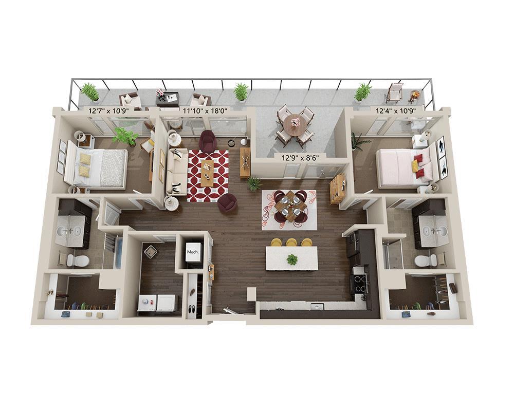 Floor Plan - Two Bedroom B2W