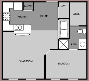 Suite H2 | 1 Bed 1 Bath | 636 sqft - SUITE H2