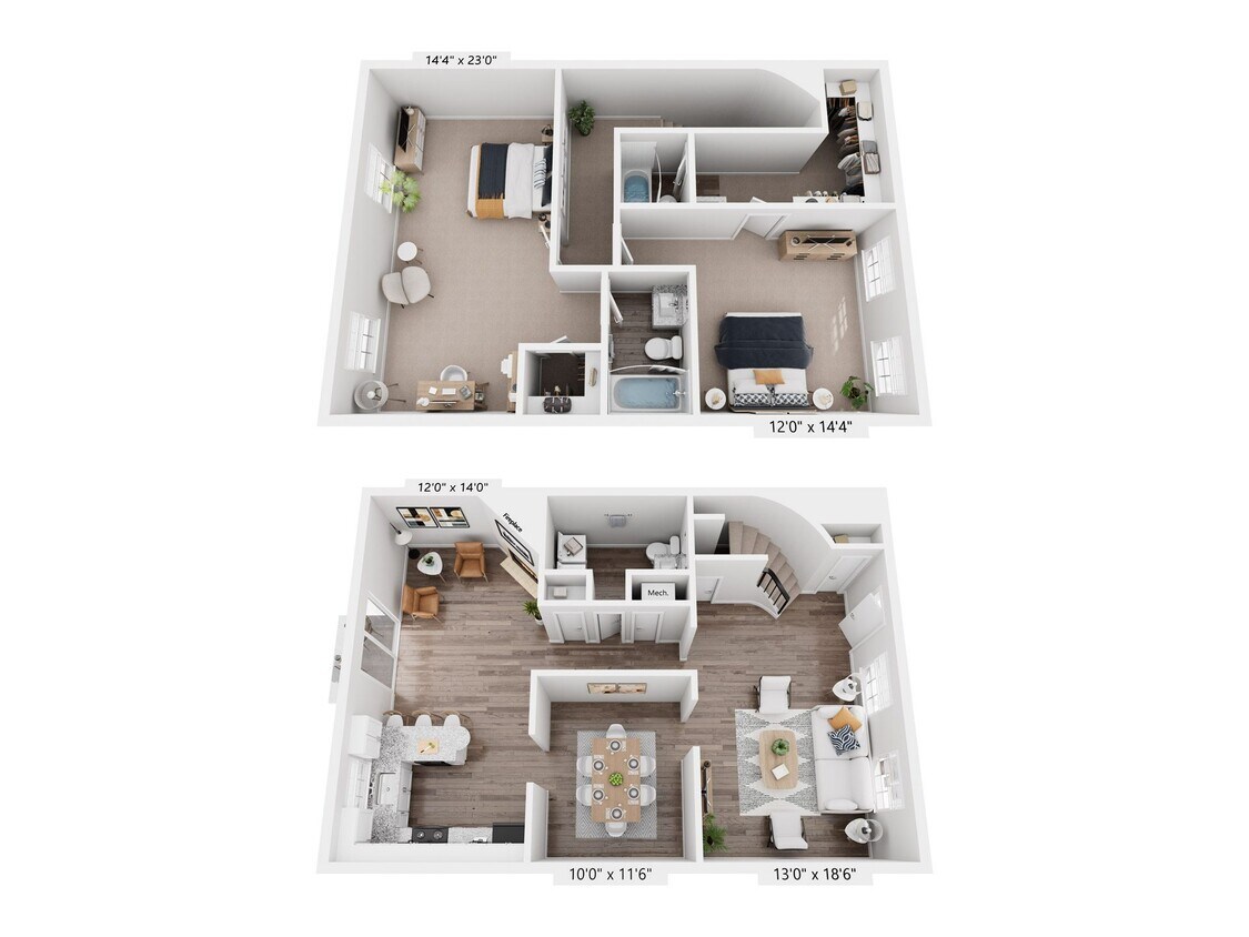 Floor Plan - 2bed 2.5bath TH Lg Renovated - Hammond