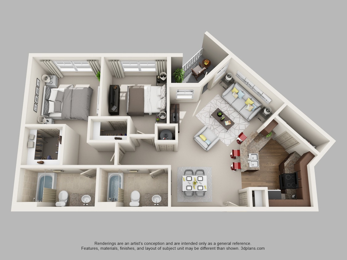 B2 2 Bedroom 2 Bath 1132sf - 2B