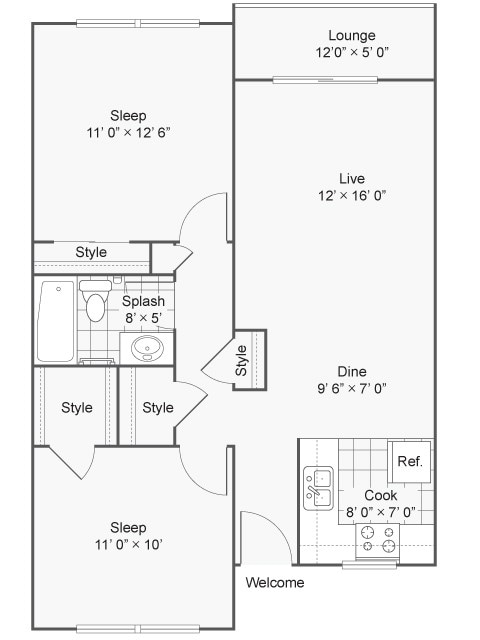 2BR/1BA - 2 BEDROOM