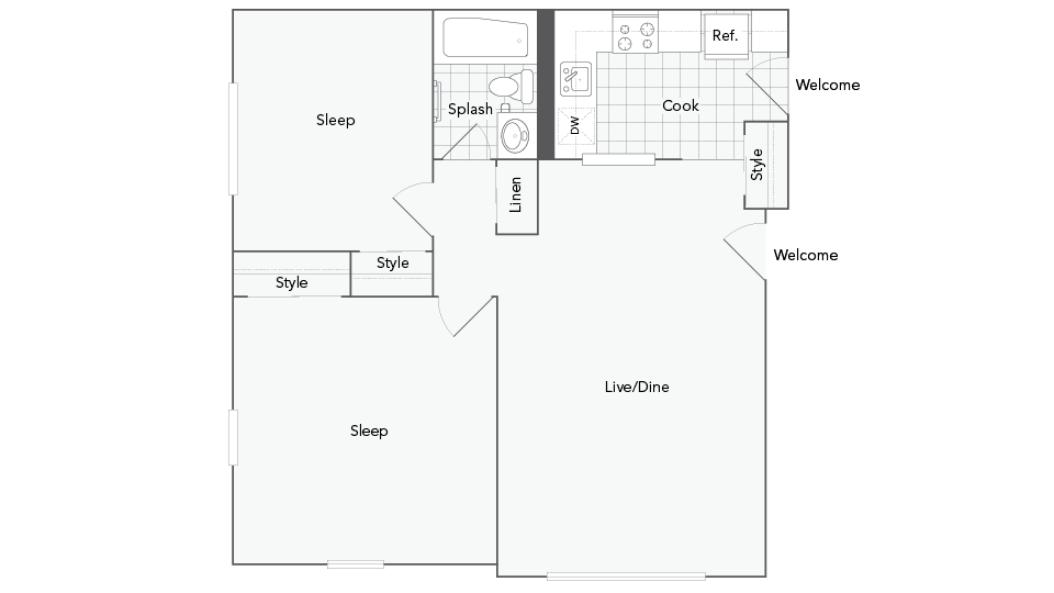 Bedford 2-Bedroom Floorplan - Bedford