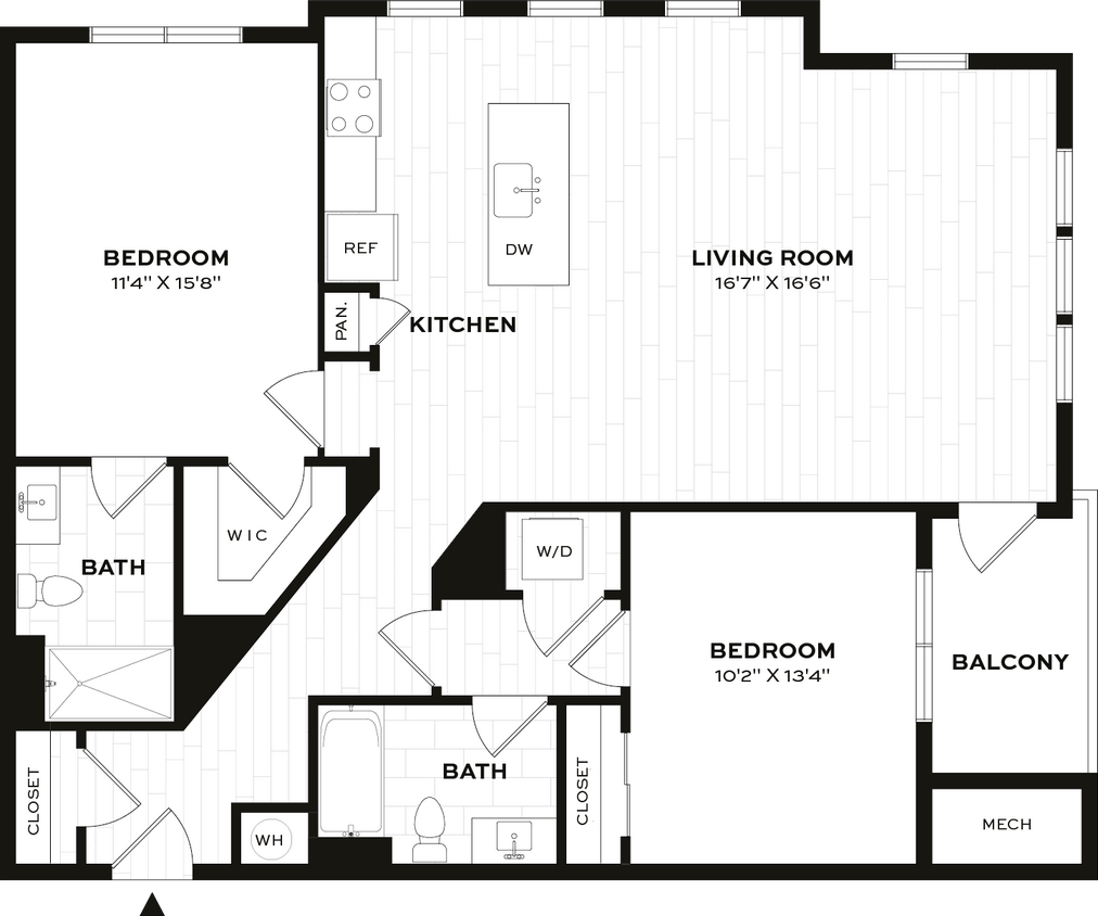 Floor Plan - 2 Bed/2 Bath-F1-X