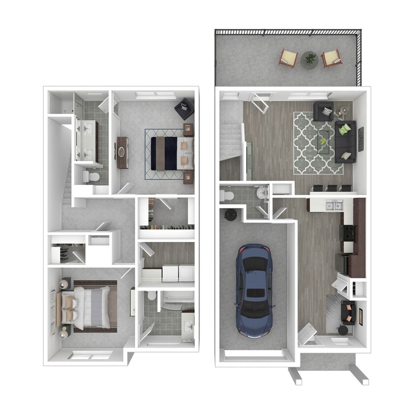 Floor Plan - Plan B 2 Bed + Flex, 2.5 Bath