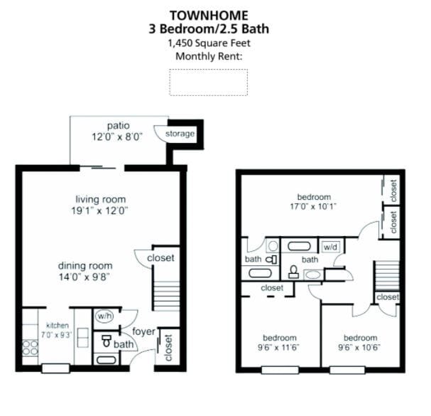 Floor Plan - 3BR/2.5BA