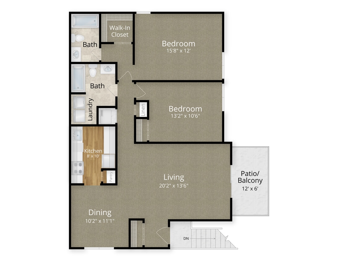 2 Bedroom/2 Bath - 2 Bed x 2 Bath