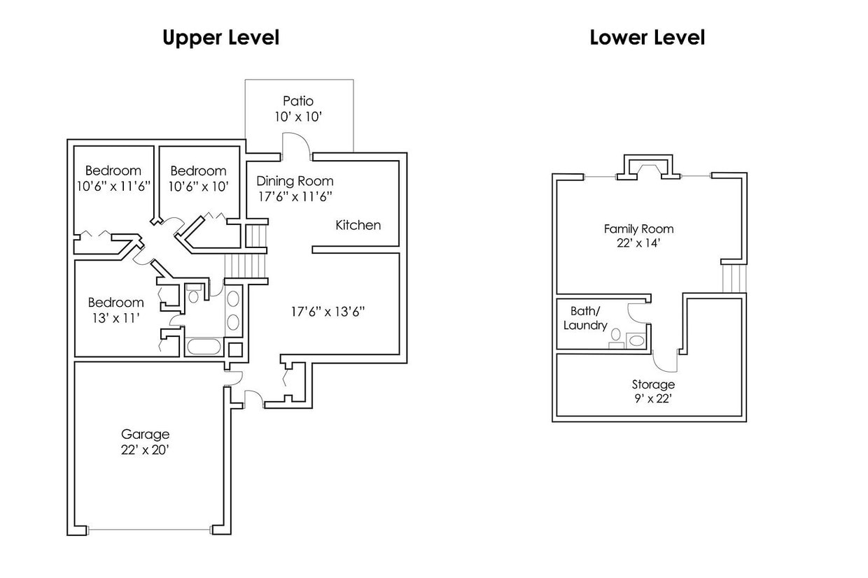 Floor Plan - 3 Bedroom 1.5 Bath Twinhome