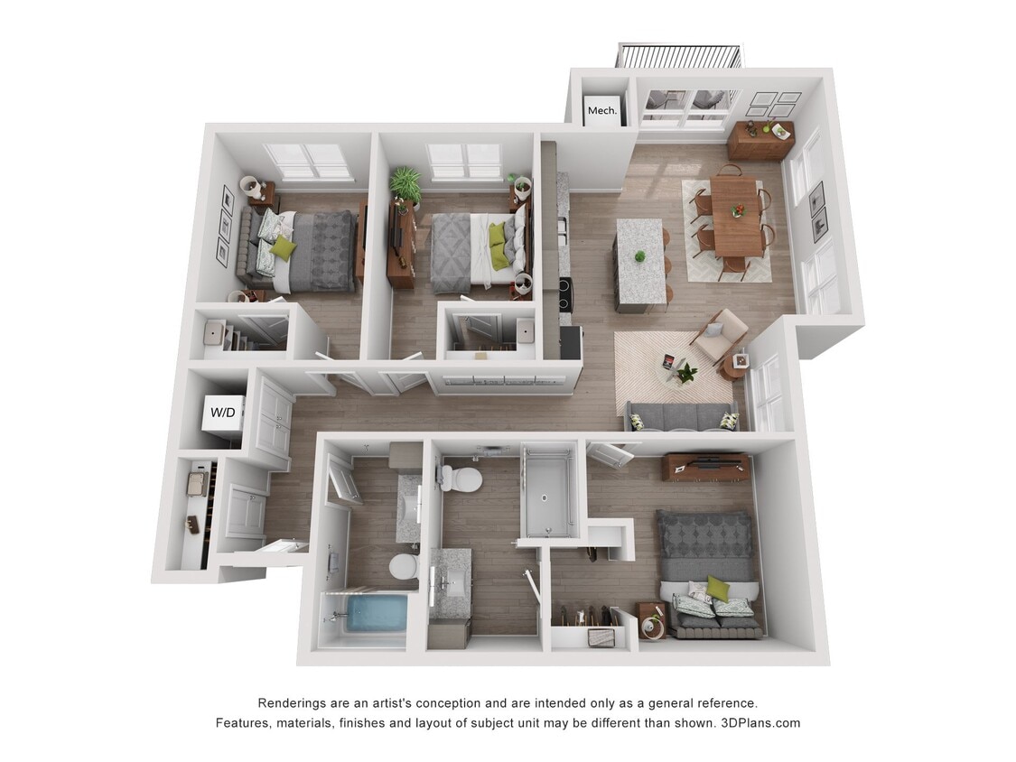 Floor Plan - 3 Bedroom B - 80