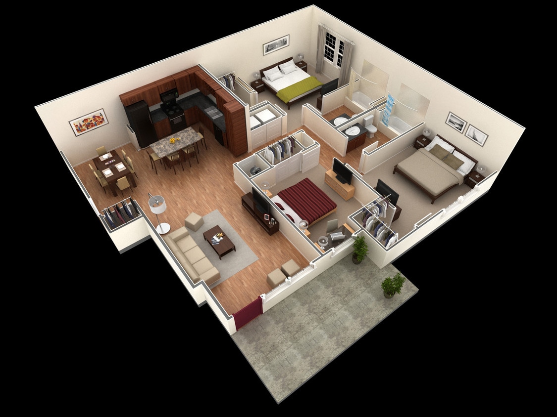 Floor Plan - 3 Bedroom Grand Courtyard w/Ga