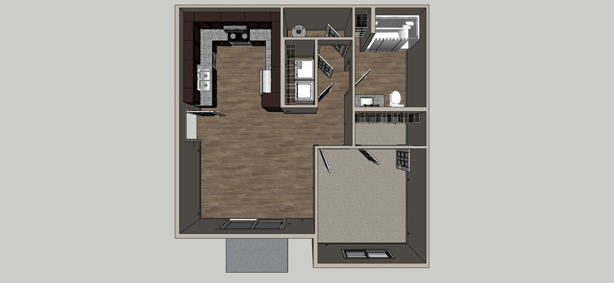 Floor Plan - 1 Bedroom Open Dining - 2nd Floor