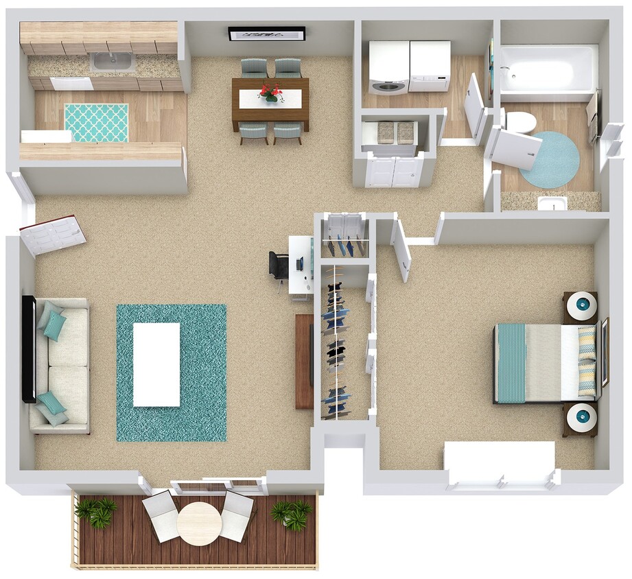 Floor Plan - 1 Bed / 1 Bath Deluxe - Premium Upgrade 