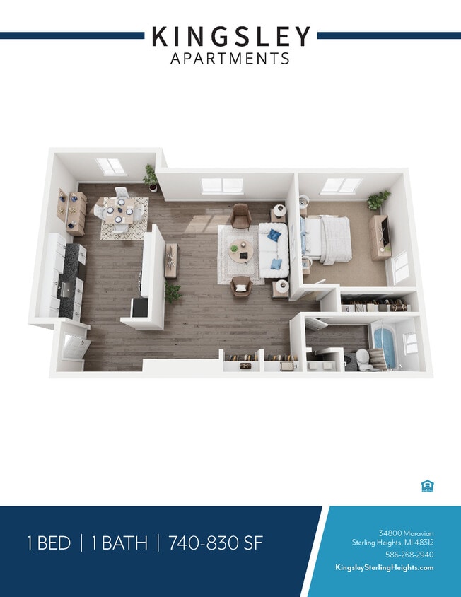 Floor Plan - 1 Bedroom 1 Bathroom Extended