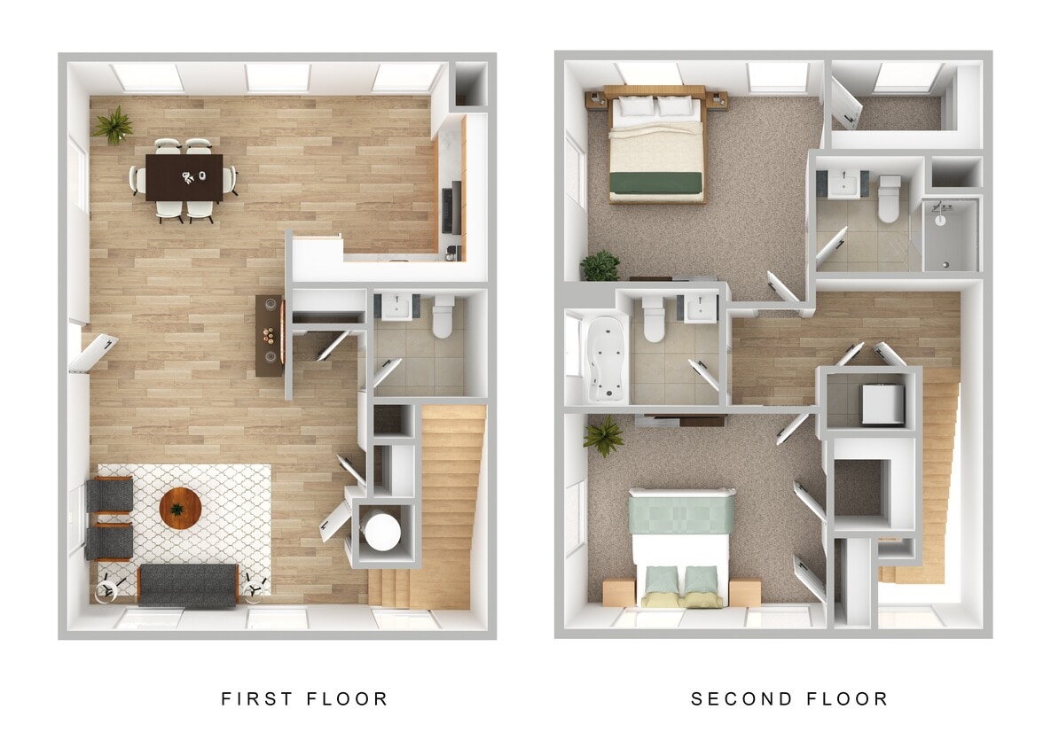 Floor Plan - 2 Bed 2.5 Bath Townhome