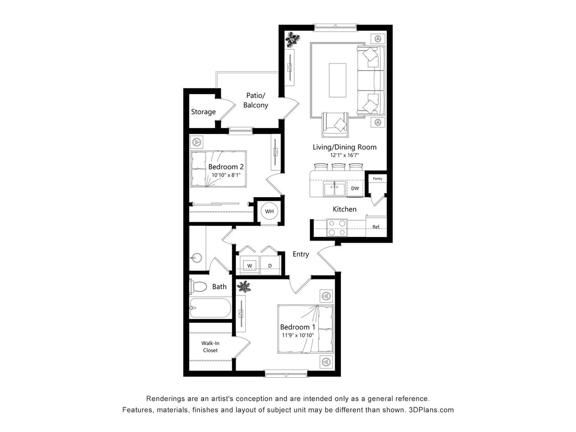 Floor Plan - Two Bedroom Two Bath