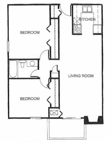 Floor Plan - Two Bed One Bath