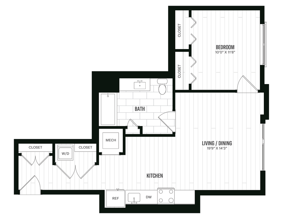 Floor Plan - 1 Bed/1 Bath-A5- ANSI