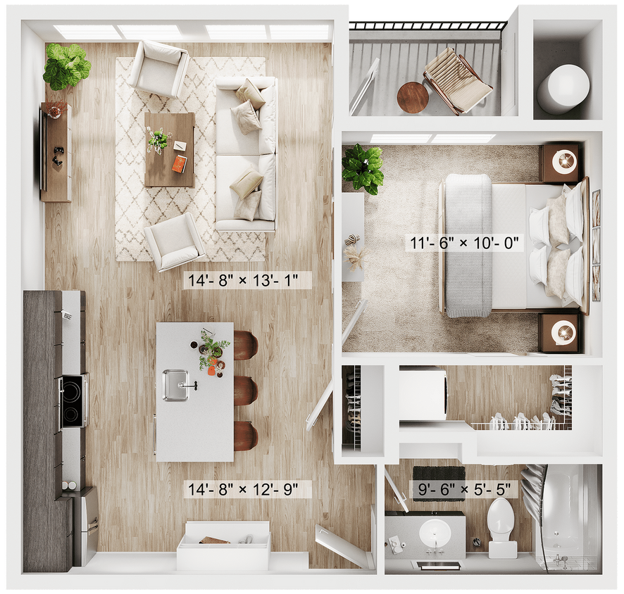 A1_1x1_646sqft - 1BR/1BA - A1