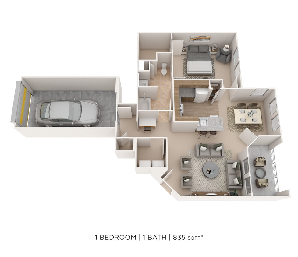 Floor Plan - One Bedroom-835 sqft