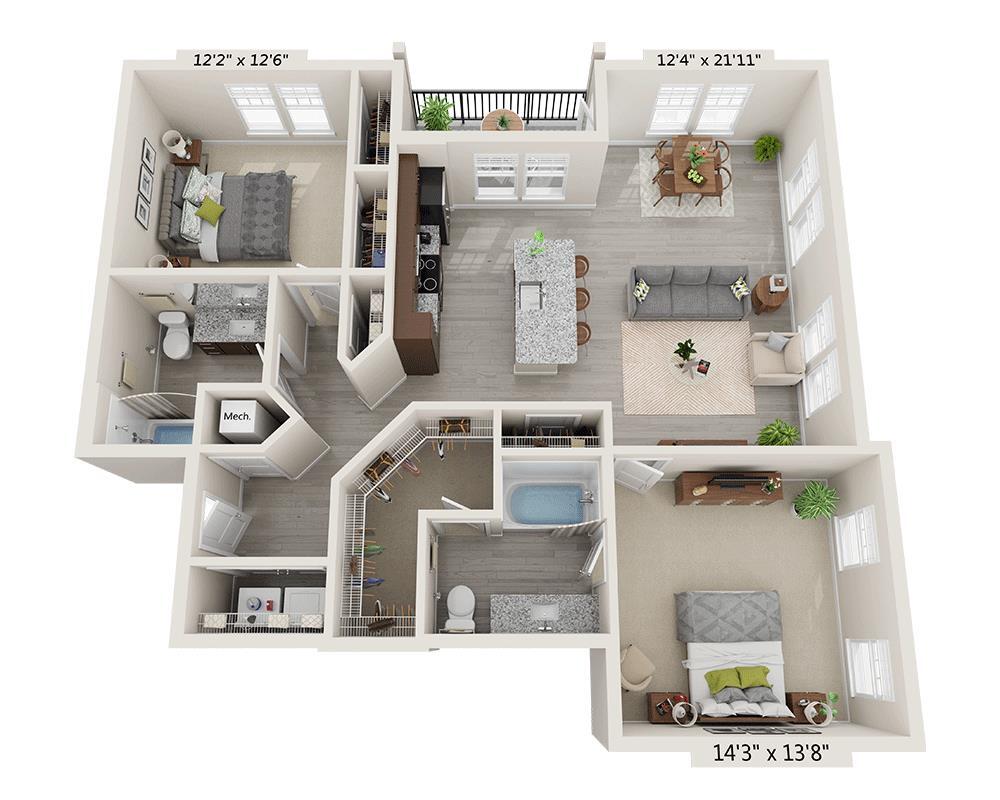 Floor Plan - Two Bedroom B2F