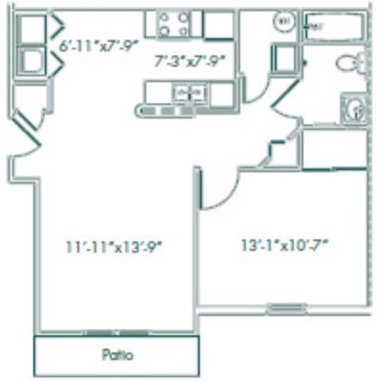 1BR/1BA - 1B w/ Patio Renovation 2