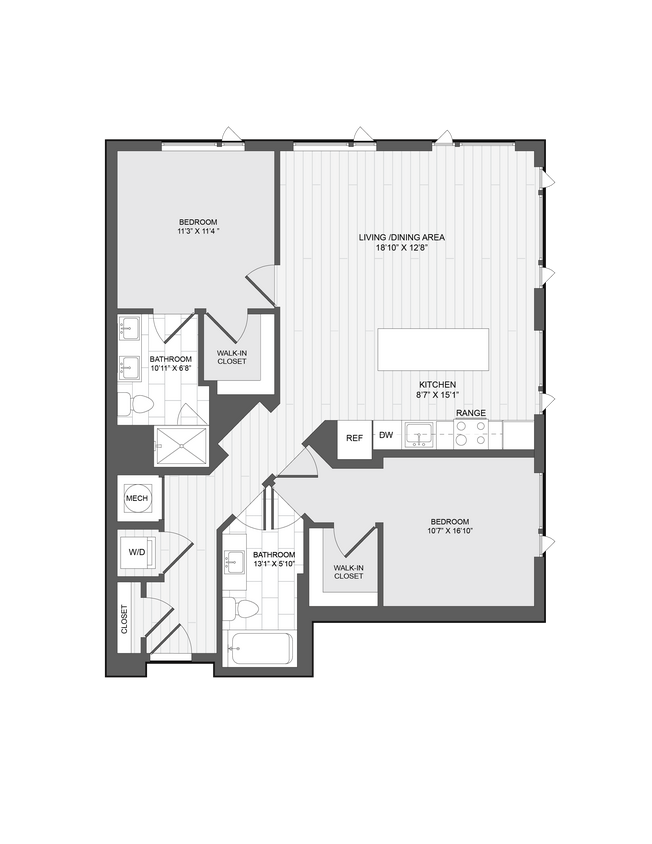 Floor Plan - 2 Bed2 Bath-2A